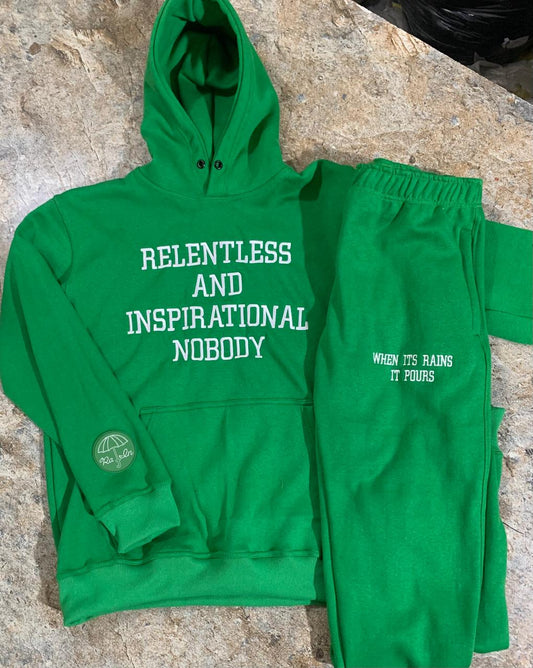 Relentless and Inspirational Nobody Sweat Suit Top and Bottom